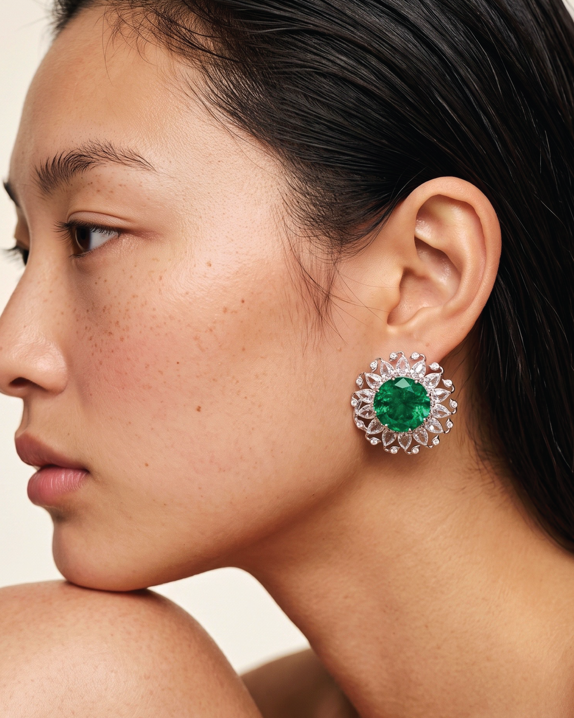 Emerald Halo Earrings