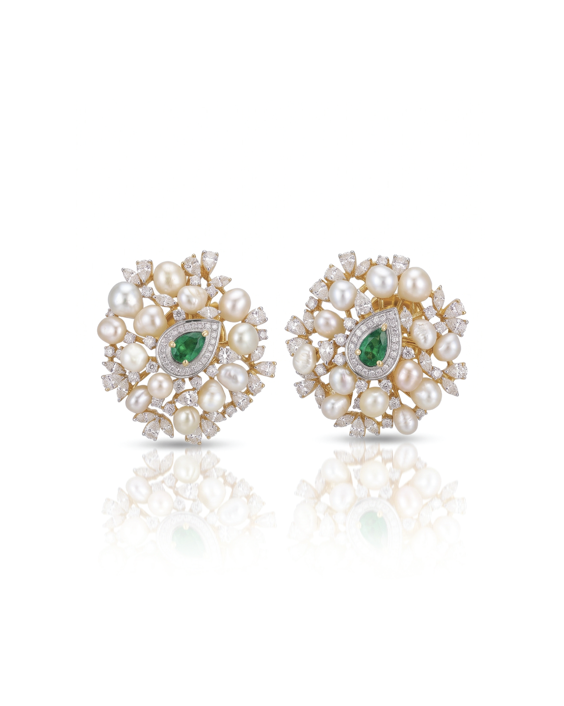 Emerald Pearl Bloom Earrings